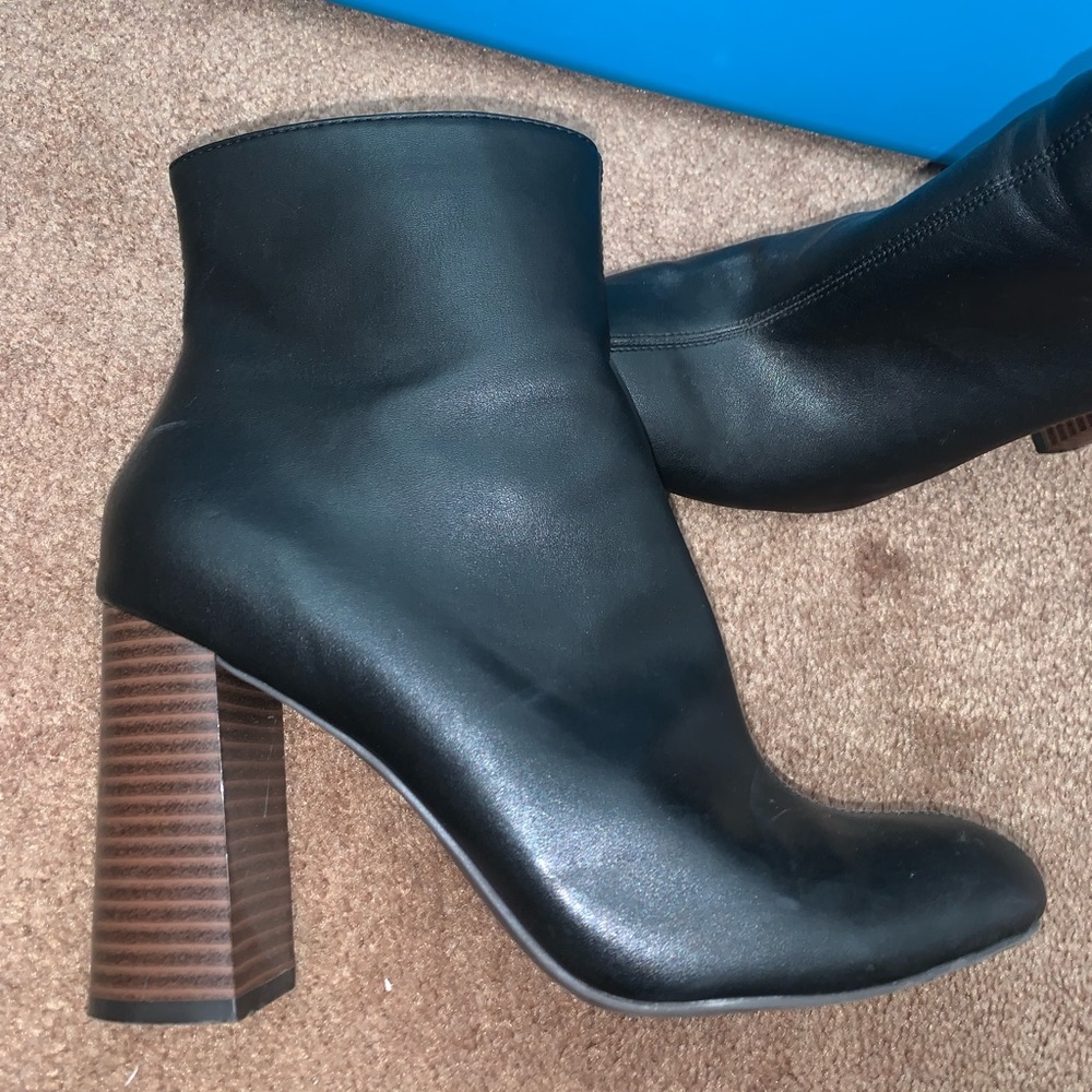 Black Faux Leather Booties